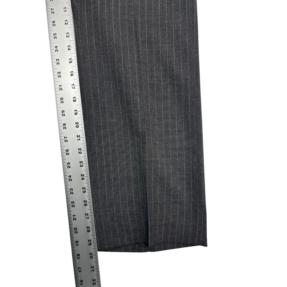 vtg 70s Gray Pinstripe 40S 36x30 USA Made 2pc Pant Suit Wool Retro Classic